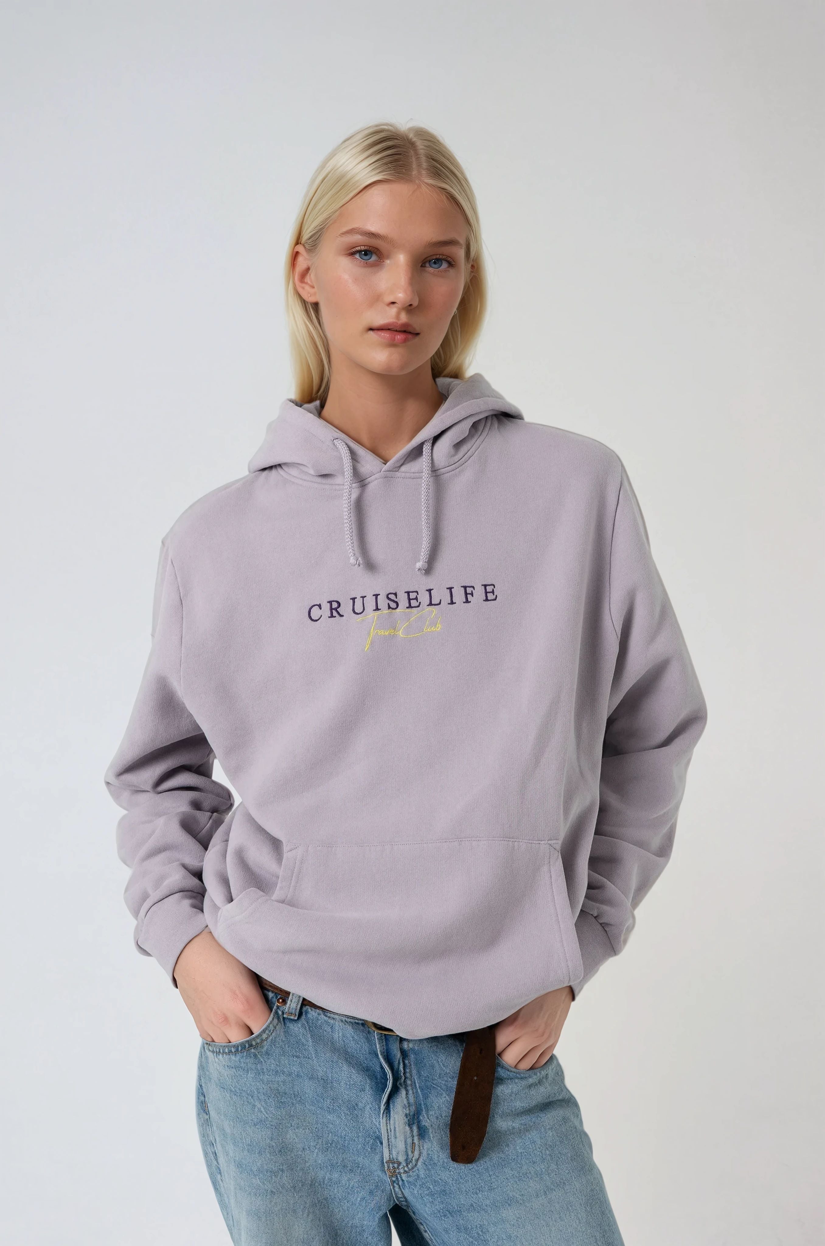 Lilac Travel Club Embroidered Hoodie